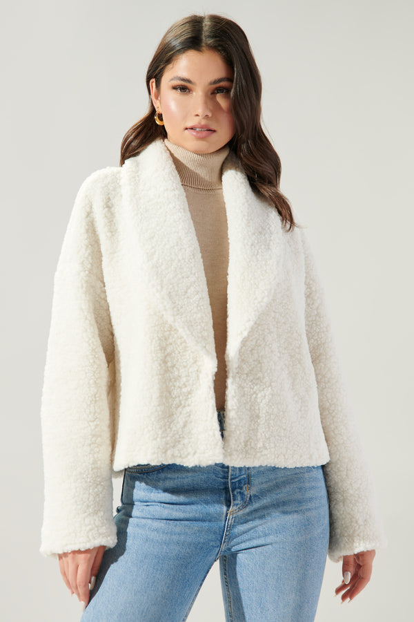 Sugarlips Edwina Faux Sherpa Shawl Collar Jacket