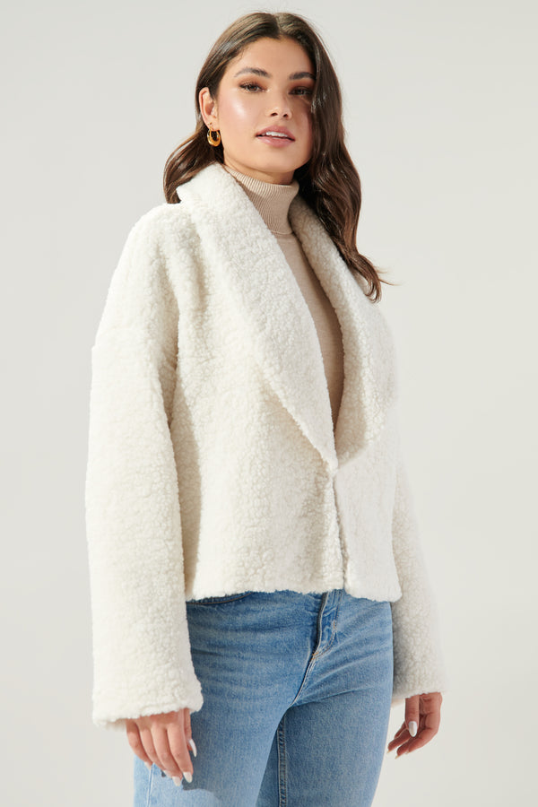 Sugarlips Edwina Faux Sherpa Shawl Collar Jacket