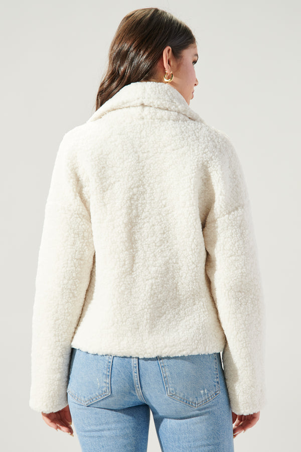 Sugarlips Edwina Faux Sherpa Shawl Collar Jacket