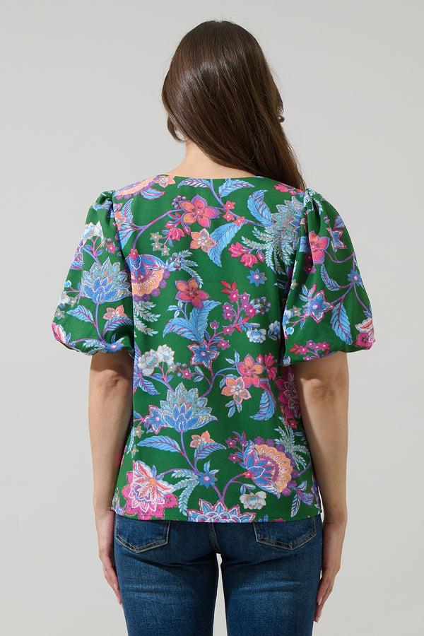 Sugarlips Elara Floral Daven Bubble Sleeve Top