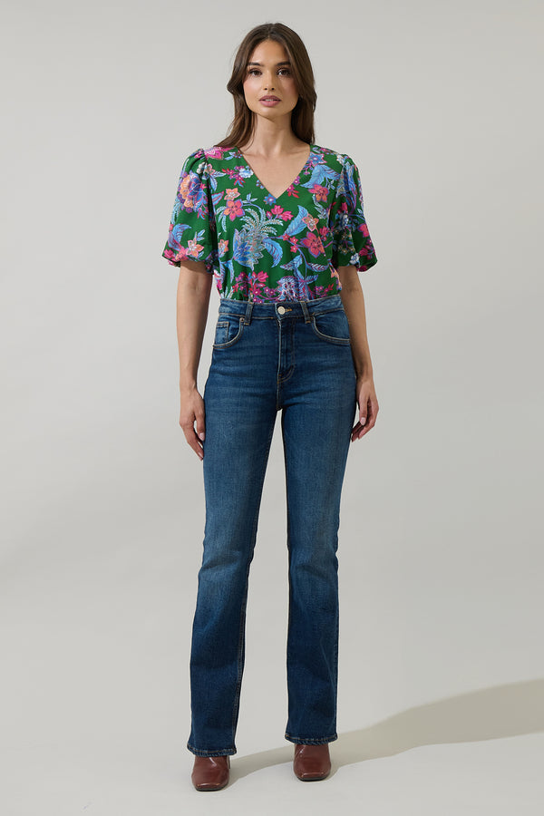 Sugarlips Elara Floral Daven Bubble Sleeve Top