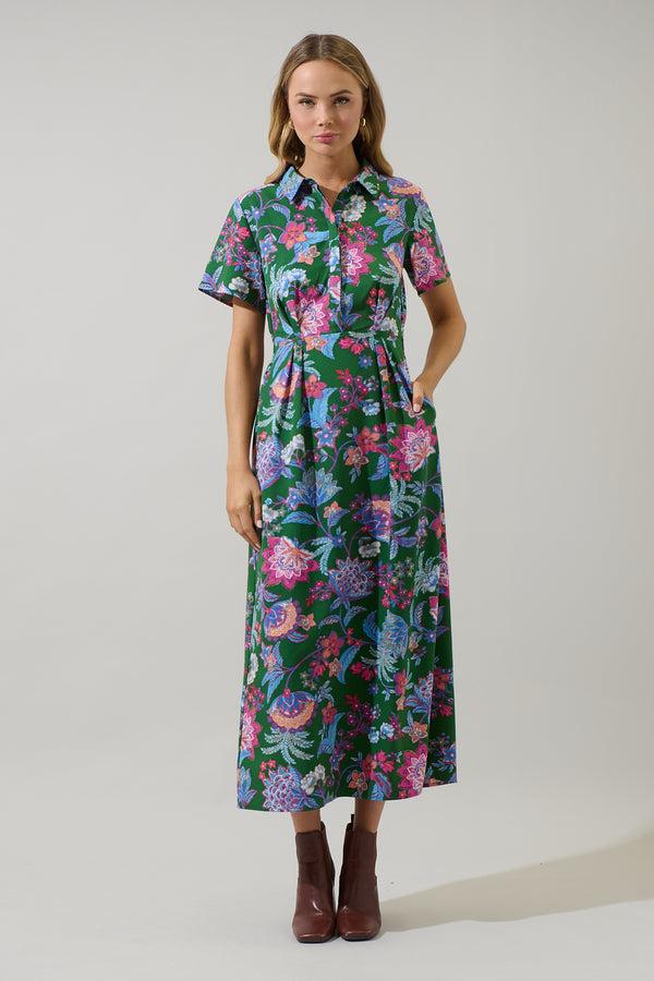 Sugarlips Elara Floral Marisy Collared Maxi Dress