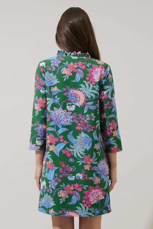 Sugarlips Elara Floral Ruelle Ruffle Mini Dress