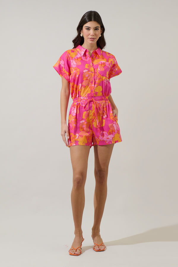 Sugarlips Elaris Floral Mavy Button Up Romper
