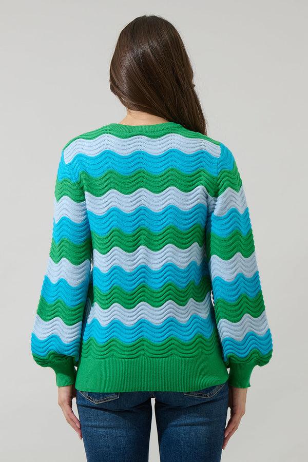Sugarlips Elenor Wavy Striped Knit Sweater