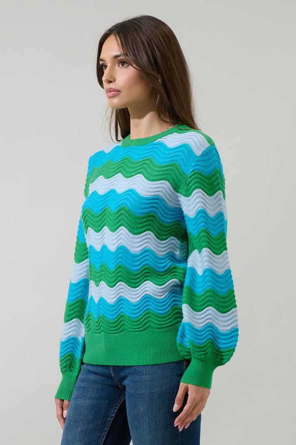 Sugarlips Elenor Wavy Striped Knit Sweater
