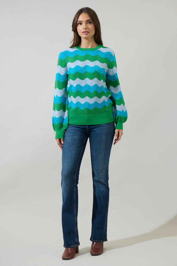 Sugarlips Elenor Wavy Striped Knit Sweater