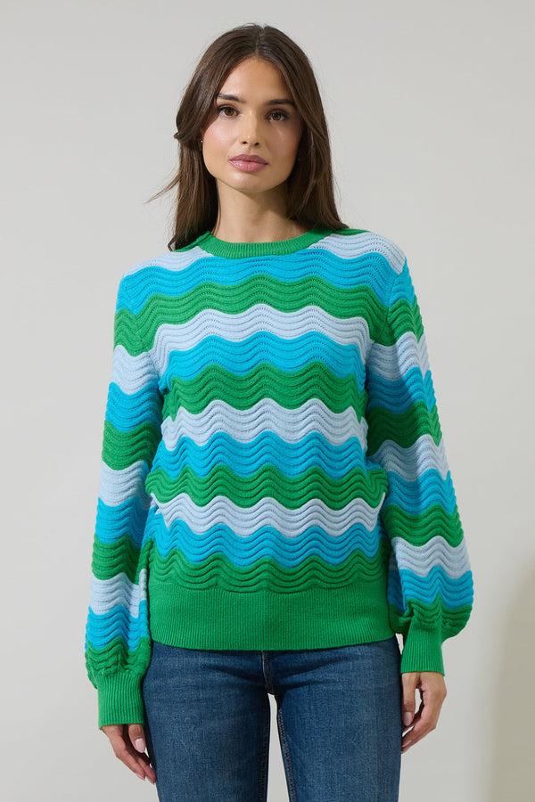 sugarlips Elenor Wavy Striped Knit Sweater