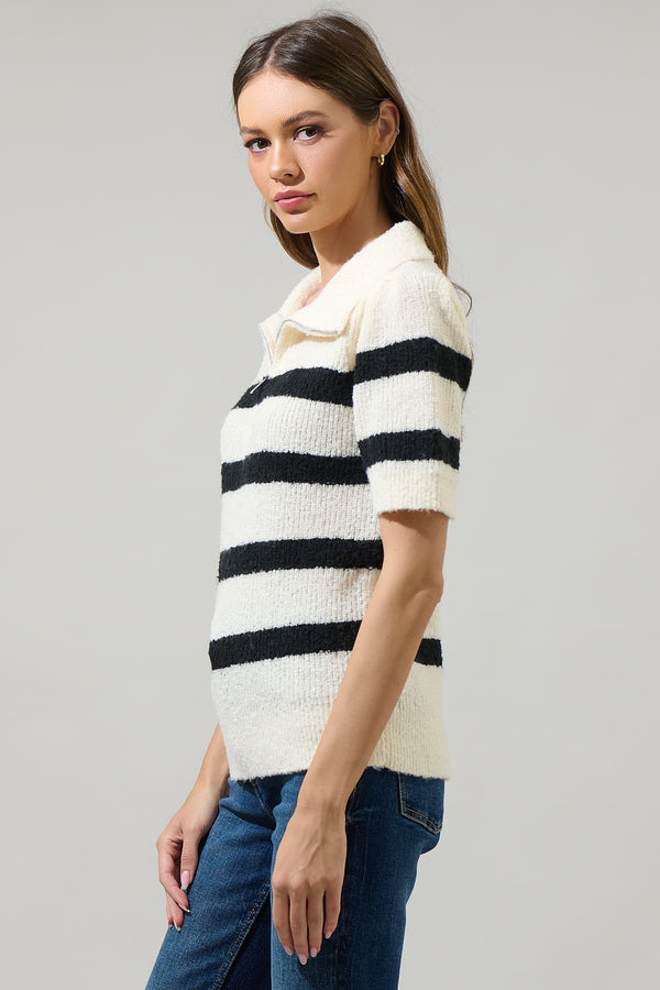 Sugarlips Elinor Striped Short Sleeve Sweater Top