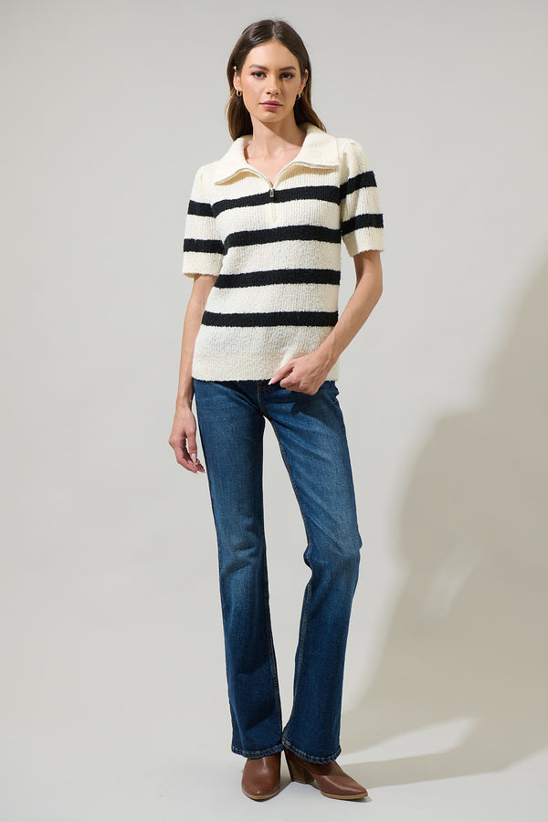 Sugarlips Elinor Striped Short Sleeve Sweater Top