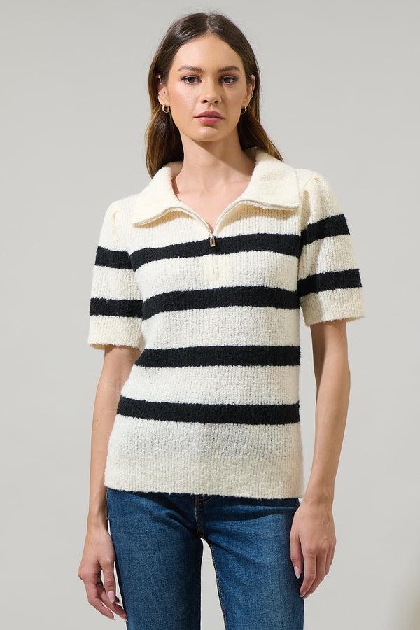 sugarlips Elinor Striped Short Sleeve Sweater Top