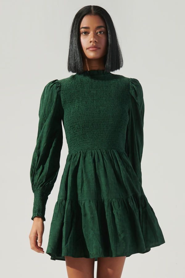 sugarlips Elizabeth High Neck Smocked Mini Dress