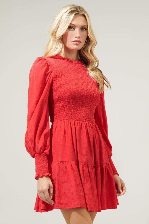 Sugarlips Elizabeth Long Sleeve Smocked Mini Dress