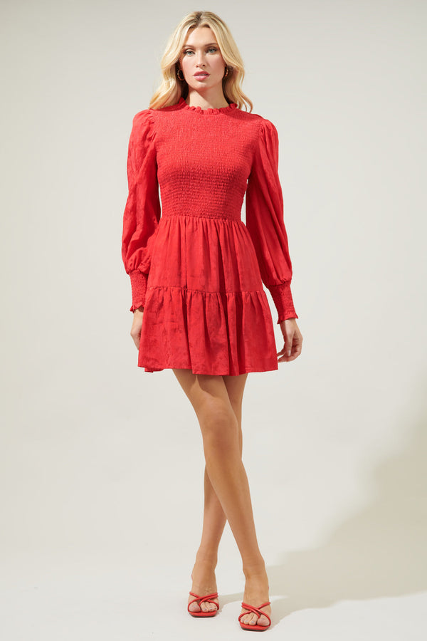 Sugarlips Elizabeth Long Sleeve Smocked Mini Dress
