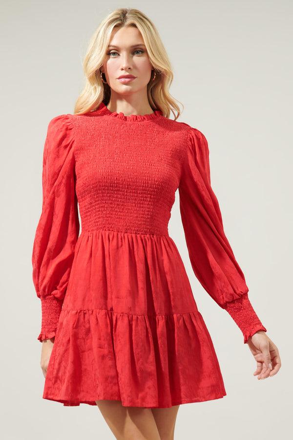 sugarlips Elizabeth Long Sleeve Smocked Mini Dress