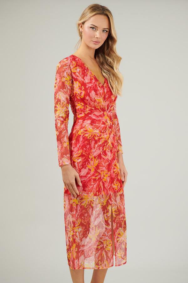 Sugarlips Elmira Floral Mesh Midi Dress