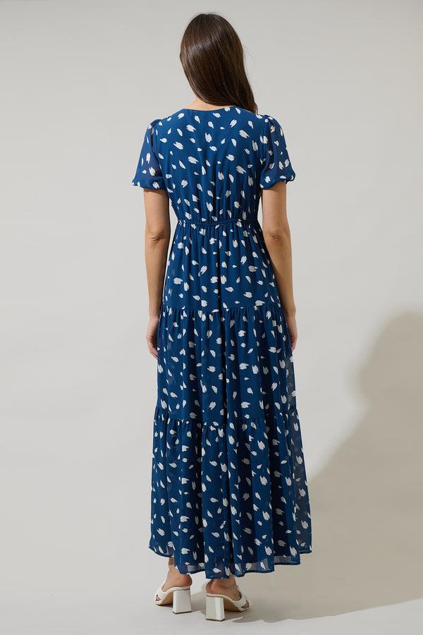 Sugarlips Elodie Dot Monaco Long Tiered Maxi Dress