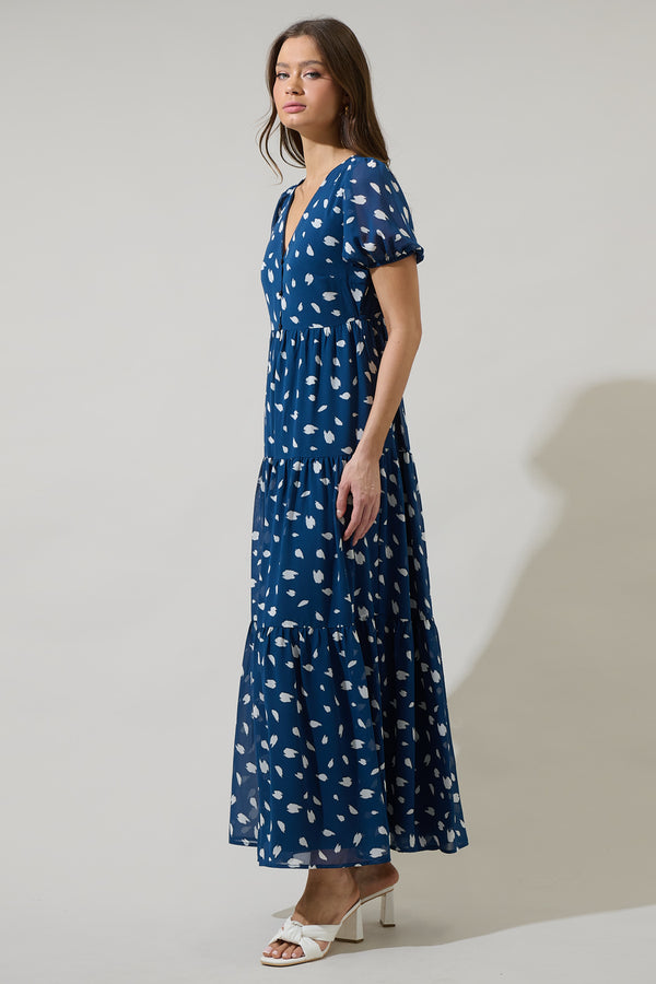 Sugarlips Elodie Dot Monaco Long Tiered Maxi Dress