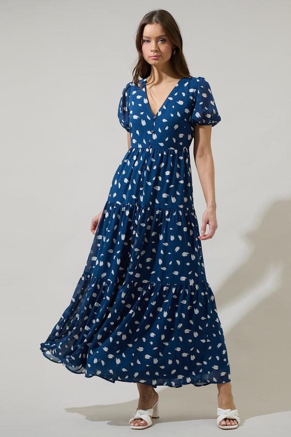 sugarlips Elodie Dot Monaco Long Tiered Maxi Dress