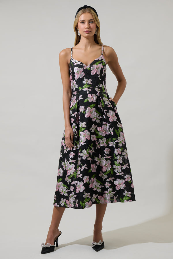 sugarlips Elsinore Floral Pleated Midi Dress
