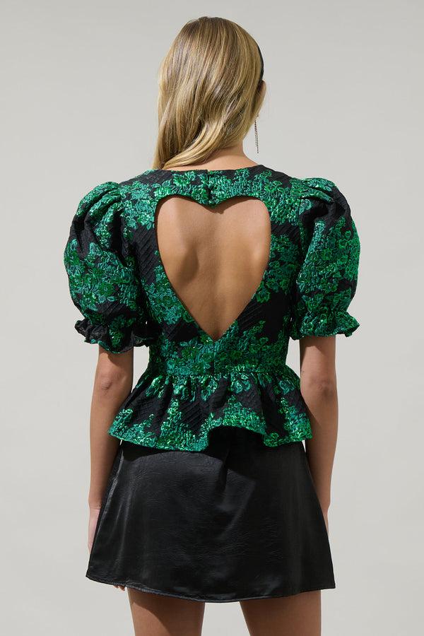 Sugarlips Elyna Jacquard Alena Cut Out Blouse