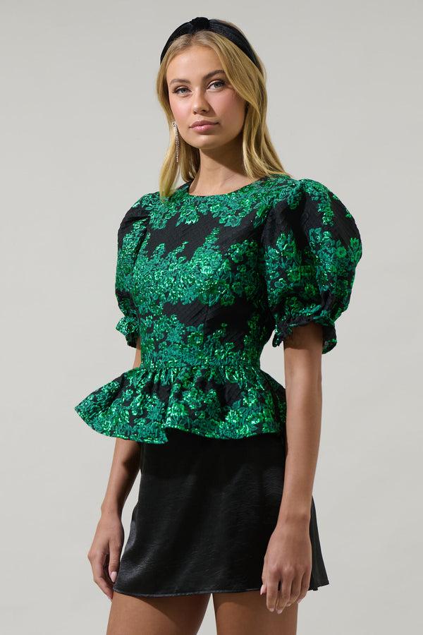 Sugarlips Elyna Jacquard Alena Cut Out Blouse