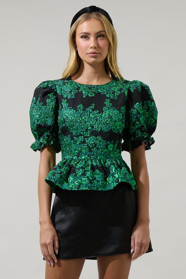 sugarlips Elyna Jacquard Alena Cut Out Blouse