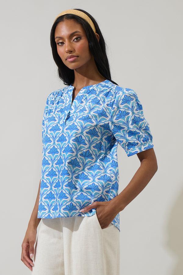 Sugarlips Elyse Geo Neli Split Neck Top