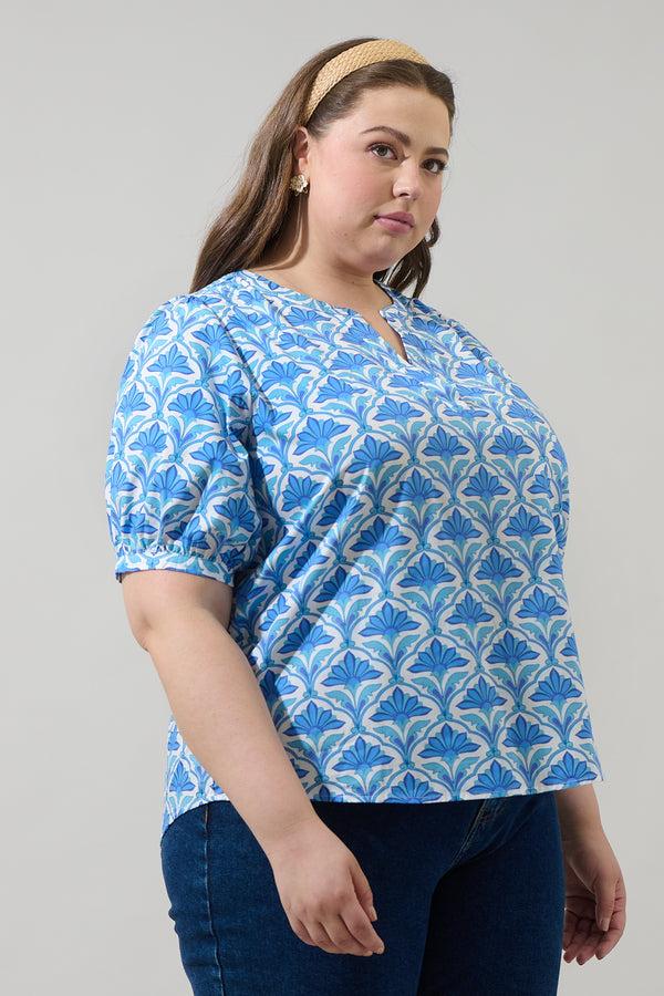 Sugarlips Elyse Geo Neli Split Neck Top Curve
