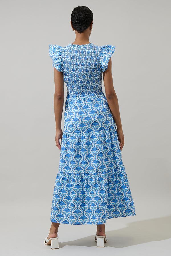 Sugarlips Elyse Geo Sunfire Tiered Midi Dress