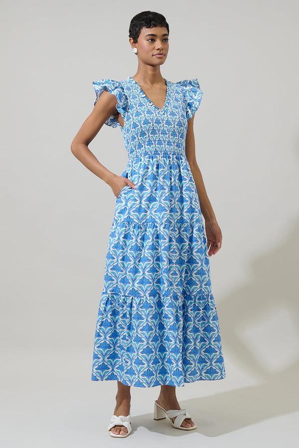 Sugarlips Elyse Geo Sunfire Tiered Midi Dress