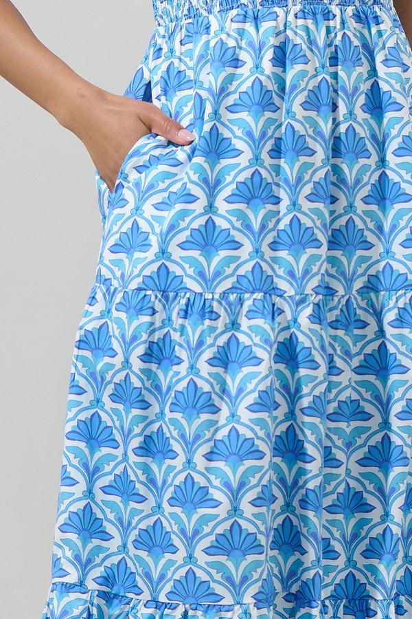 Sugarlips Elyse Geo Sunfire Tiered Midi Dress