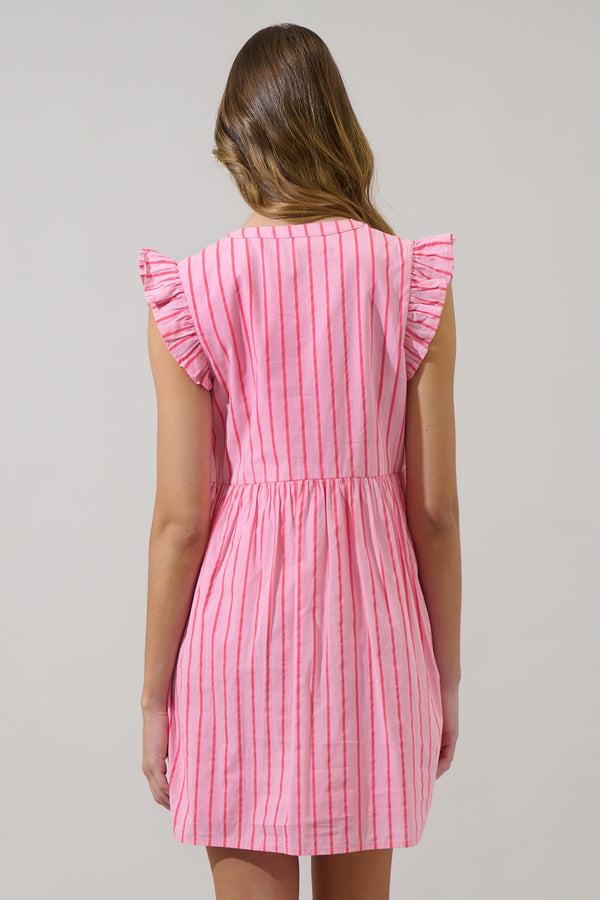 Sugarlips Emani Stripe Kass Ruffle Mini Dress