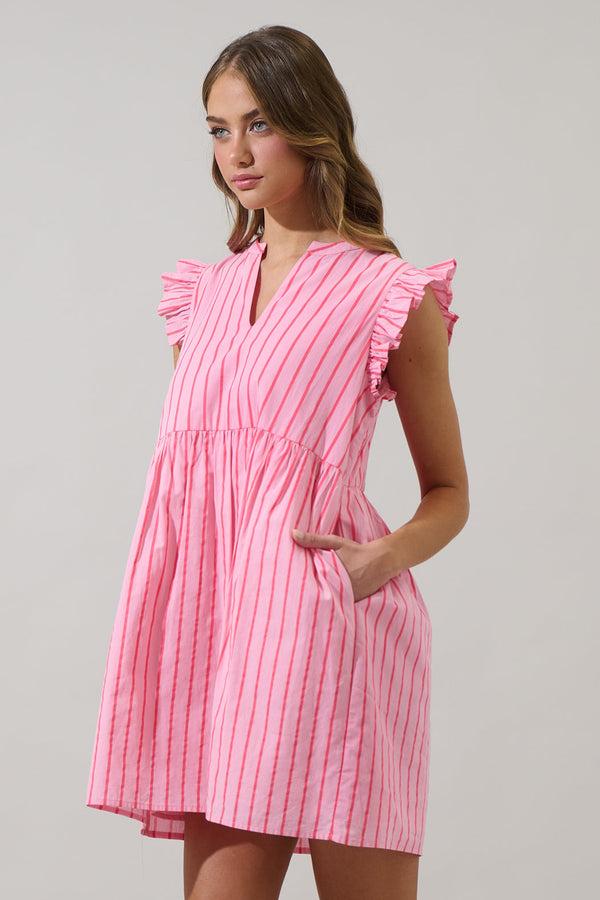 Sugarlips Emani Stripe Kass Ruffle Mini Dress