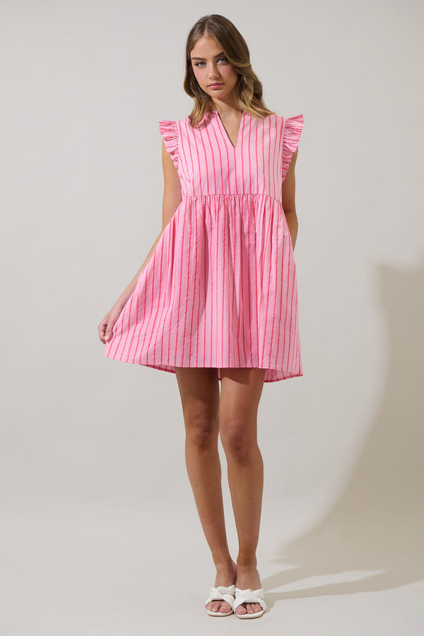 Sugarlips Emani Stripe Kass Ruffle Mini Dress
