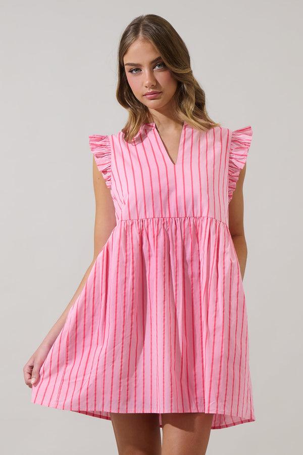 sugarlips Emani Stripe Kass Ruffle Mini Dress