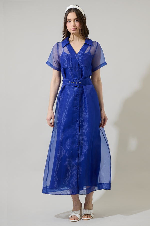 sugarlips Emerie Organza Button Down Maxi Dress