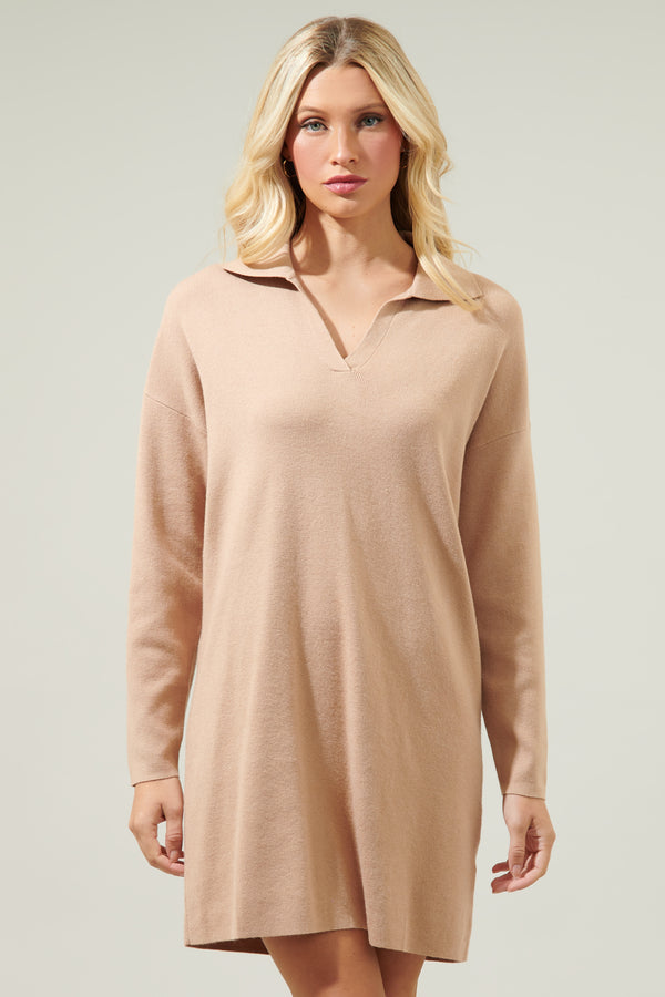 Sugarlips Emerla Relaxed Collared Sweater Dress