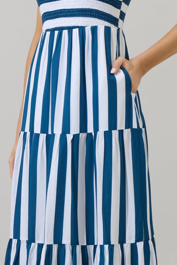 Sugarlips Emerly Striped Sunfire Tiered Midi Dress