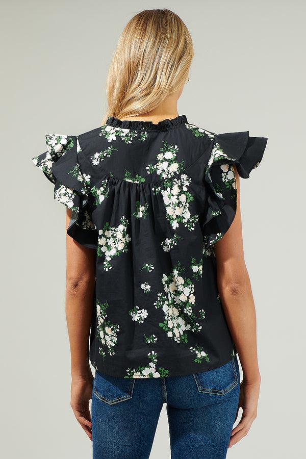 Sugarlips Emery Floral Split Neck Top