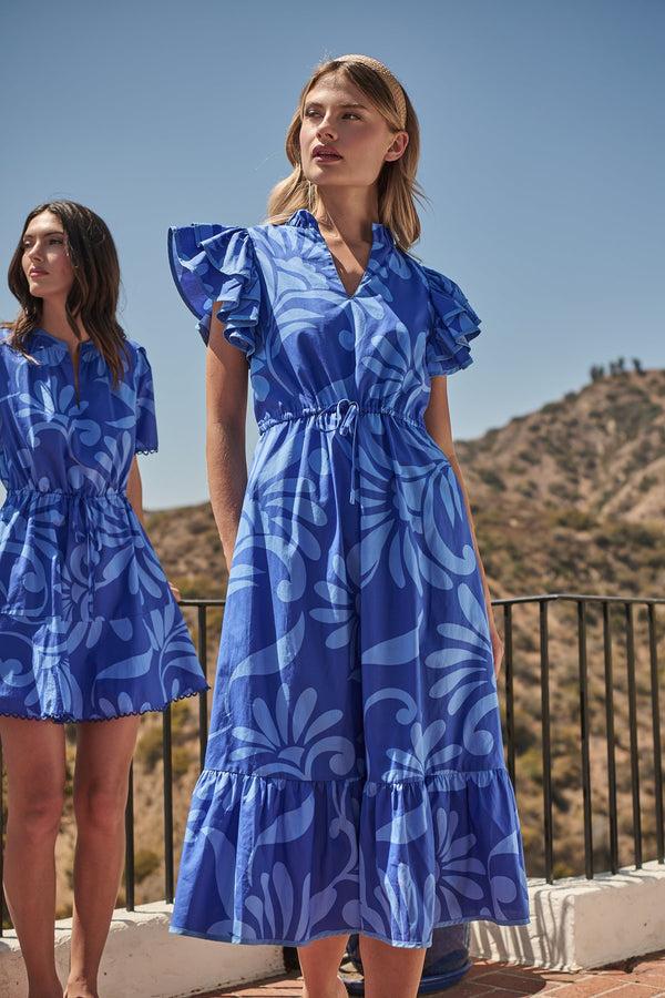 sugarlips Emidora Floral Kiny Ruffle Midi Dress