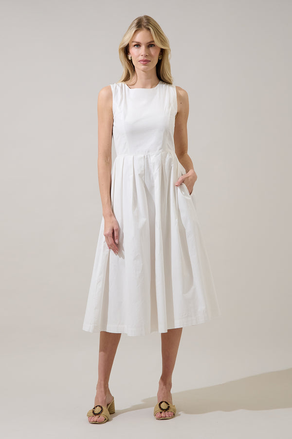 sugarlips Emily Pleated Sleeveless Midi Dress