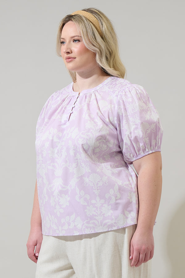 Sugarlips Emme Floral Zuri Smocked Top Curve