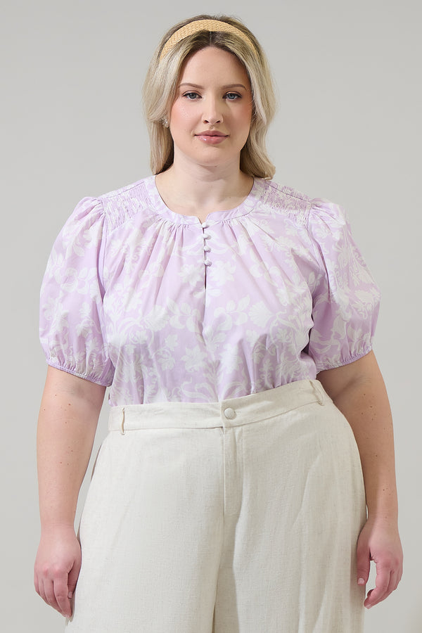 sugarlips Emme Floral Zuri Smocked Top Curve