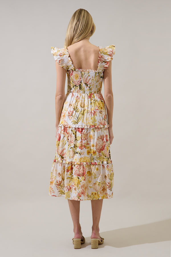 Sugarlips Emy Smocked Midi Dress Zury Floral