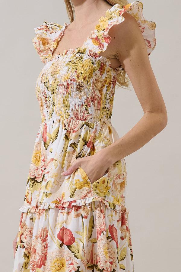 Sugarlips Emy Smocked Midi Dress Zury Floral