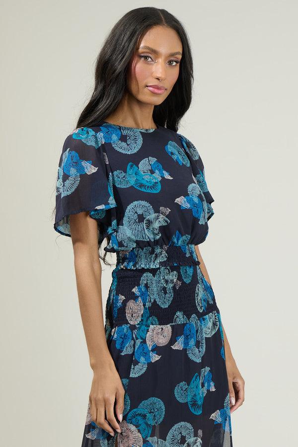 Sugarlips Estelle Shell Smocked Cropped Blouse