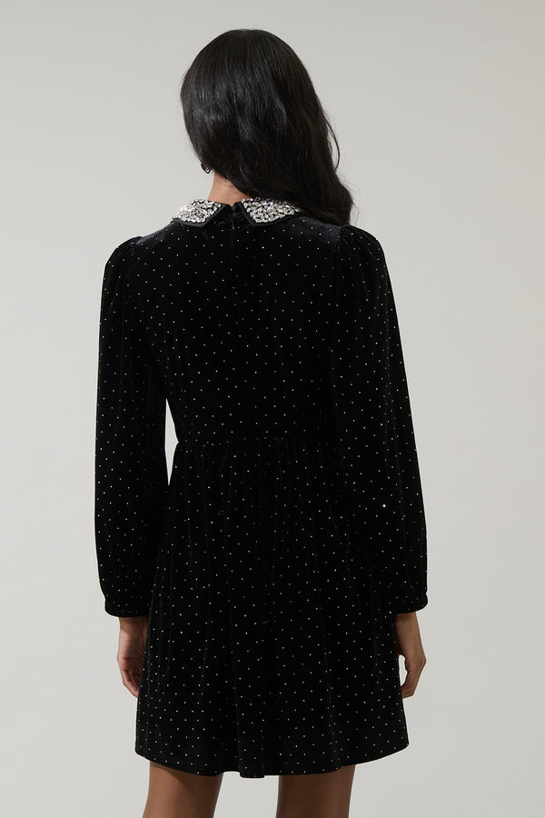 Sugarlips Esteller Velvet Polka Dot Mini Dress