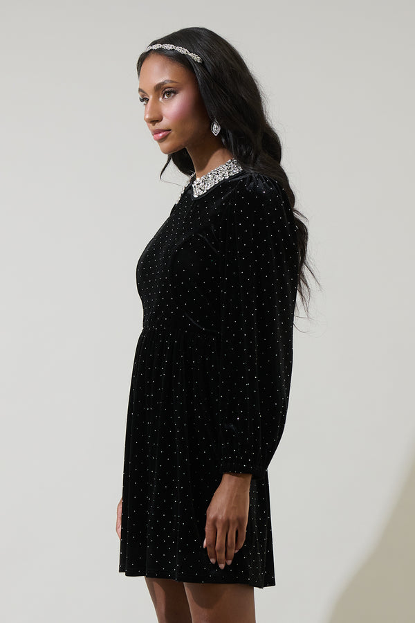 Sugarlips Esteller Velvet Polka Dot Mini Dress