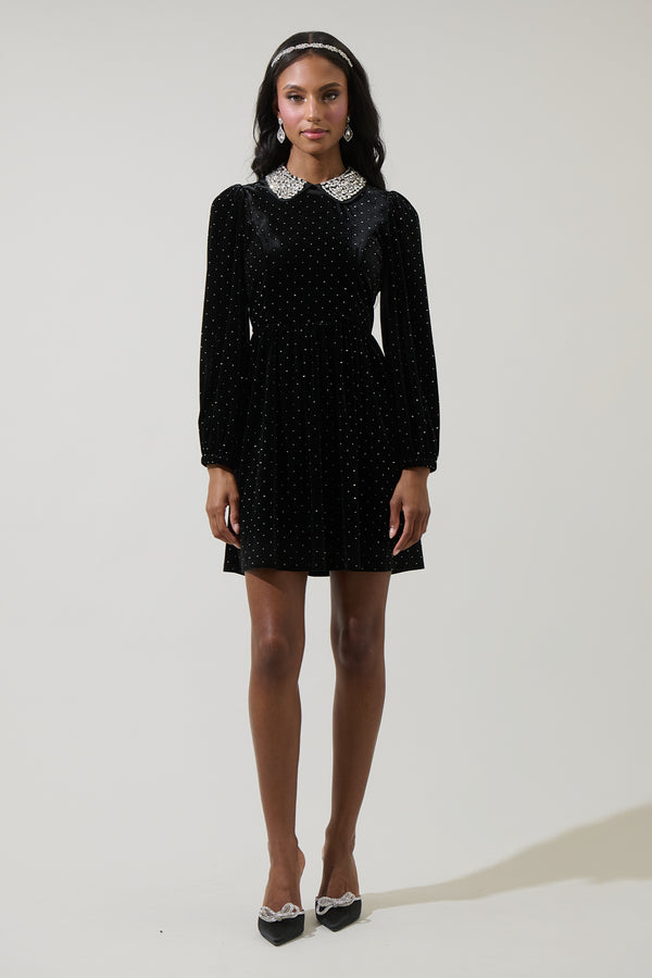 Sugarlips Esteller Velvet Polka Dot Mini Dress